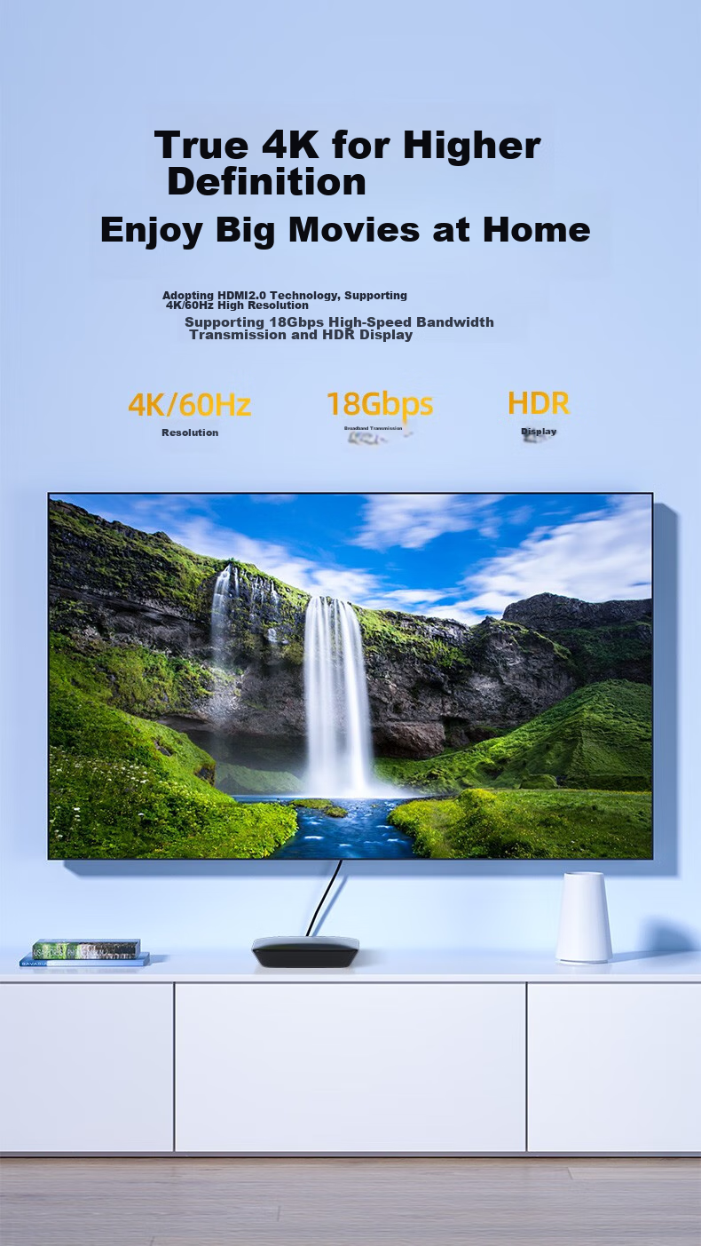DTECH HDMI Cable Version 2.0, 4K60Hz Digital High-Definition Video Cable, for Connecting Laptop, Set-Top Box to TV, Projector, Engineering Decoration Connection Cable, 3 Meters DT-H005 2
