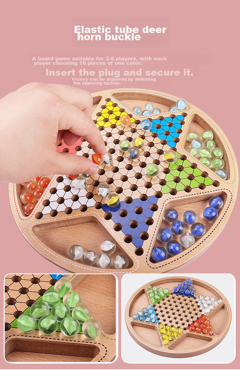 Shenglv Five-In Acrylic Bead Checkers And Gomoku Board Game Set for Kids, Large Size Family Interactive Travel Toy 4