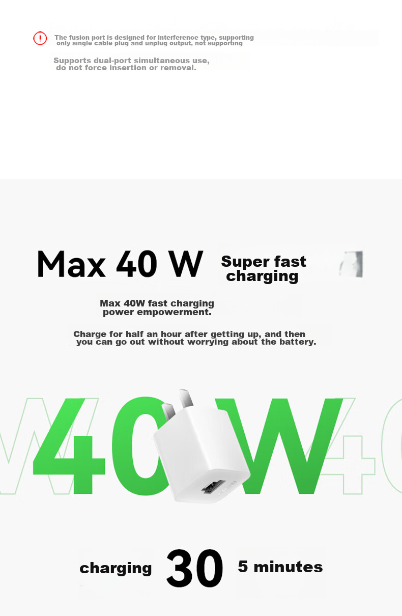 HUAWEI Ice Sugar All-Purpose Gallium Nitride Phone Charger (Max 40W), 3C Certified, HUAWEI Original Charger, Compatible with HUAWEI Phones Mate60 8