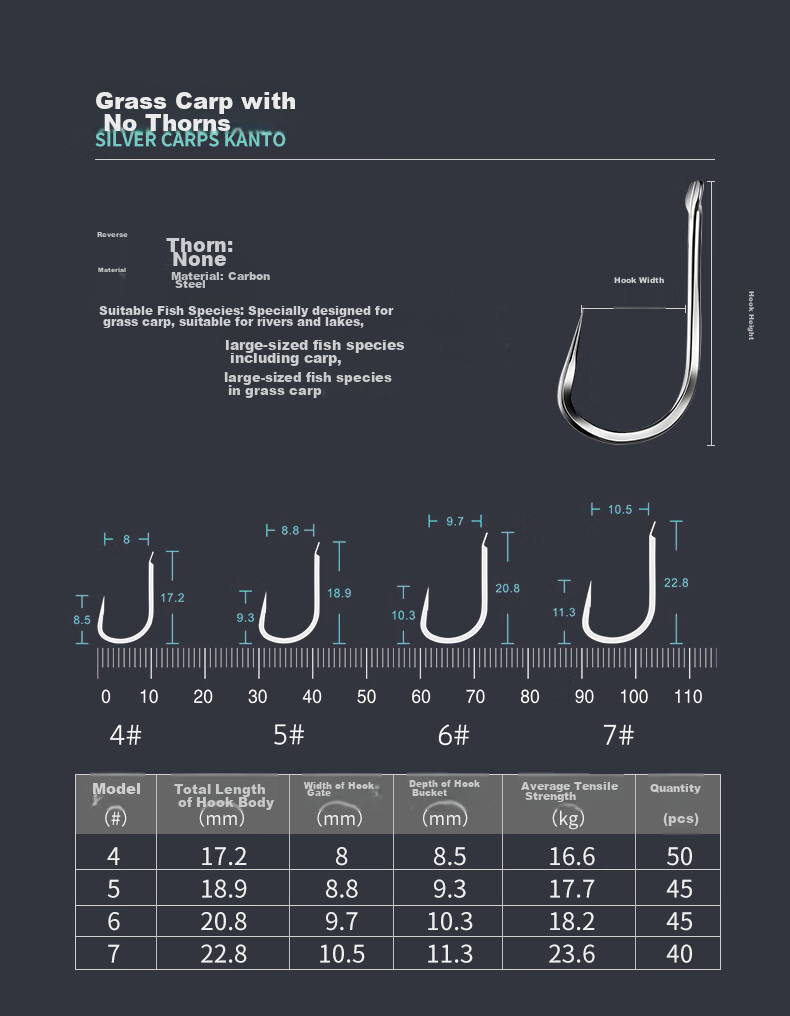 Diaoyuwang Jinhai Xi Fish Hook, Large Hook, Loose Flat Thin Strip, Reinforced Barbed Hook for Silver Carp And Bighead Carp, New Guandong High Carbon Fishing Hook 12