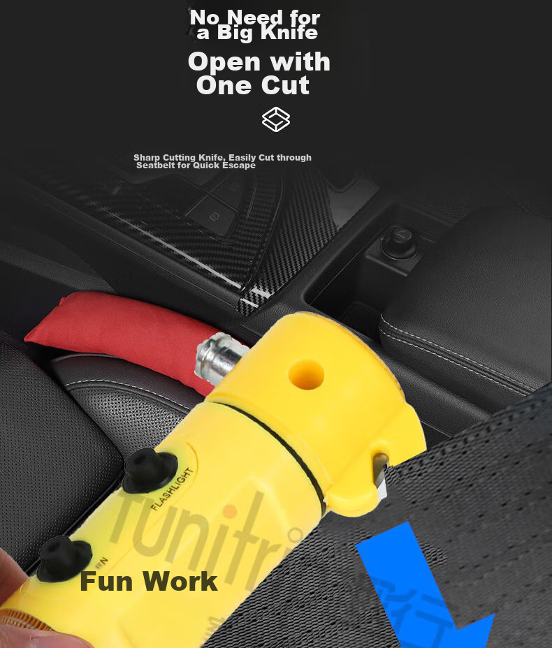 Quxing 4-In Car Window Breaker Hammer, Multifunctional Car Safety Hammer with Cutter, Flashlight, Fire Emergency Lighting And Rescue 9