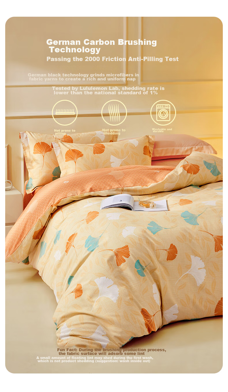 LOVO Luolai Home Textiles, Pure Cotton Brushed Four-Piece Bedding Set, Autumn And Winter Thickened Pure Cotton Bed Sheet And Duvet Cover, 200*230cm 10