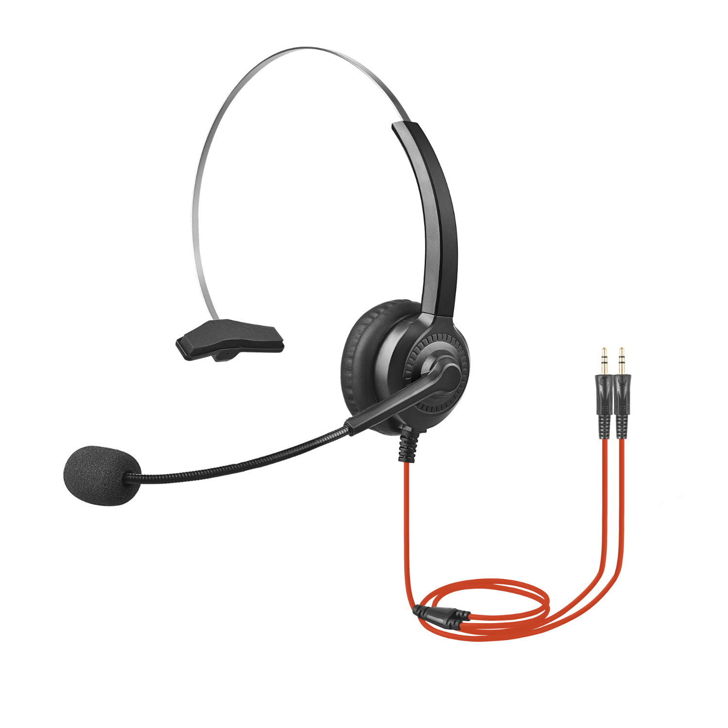 EJOT Upgrade Version Single-Ear Call Center Headset Y300R - Dual 3.5mm Plugs Over-Ear Headphones / Noise-Cancelling Telemarketing Headset / Business / Mobile Office Communication Direct Connect to Pho