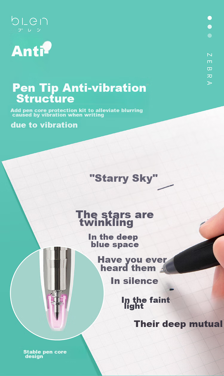 ZEBRA Stationery Award-Winning Gel Pen, 0.5mm Bullet Tip, Retractable Signing Pen, BLen Quick-Drying Shock-Absorbing Exam Pen, JJZ66, Light Blue Barrel with Black Ink, Pack of 10 6