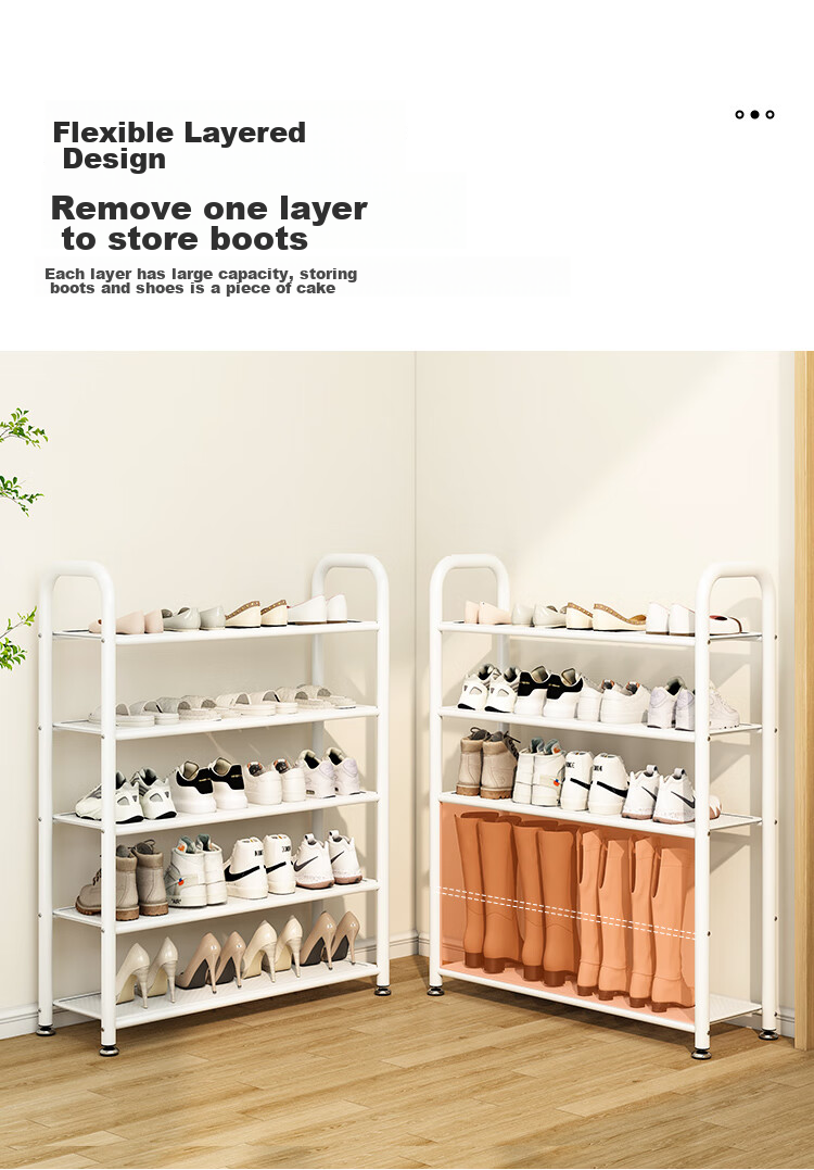 QIAONAMEI Shoe Rack, Entryway Dorm Simple Shoe Shelf, Home Small Storage Rack, Indoor Dustproof Shoe Cabinet QNM2226-WH 7