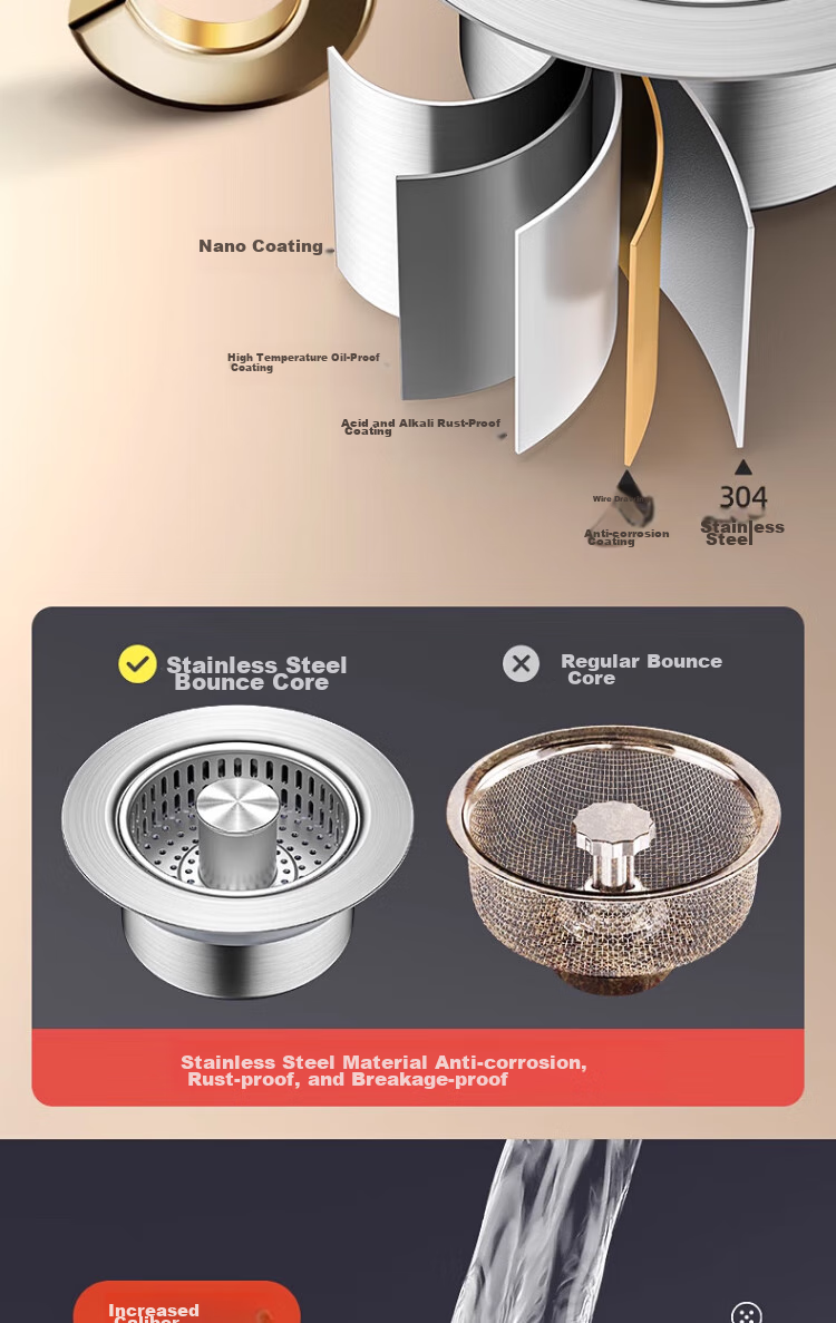 Pollock Kitchen Sink Strainer, Kitchen Sink Pop-Up Core, Kitchen Sink Filter Mesh, Kitchen Sink Pop-Up Core Drain Stopper SCXSUS 13