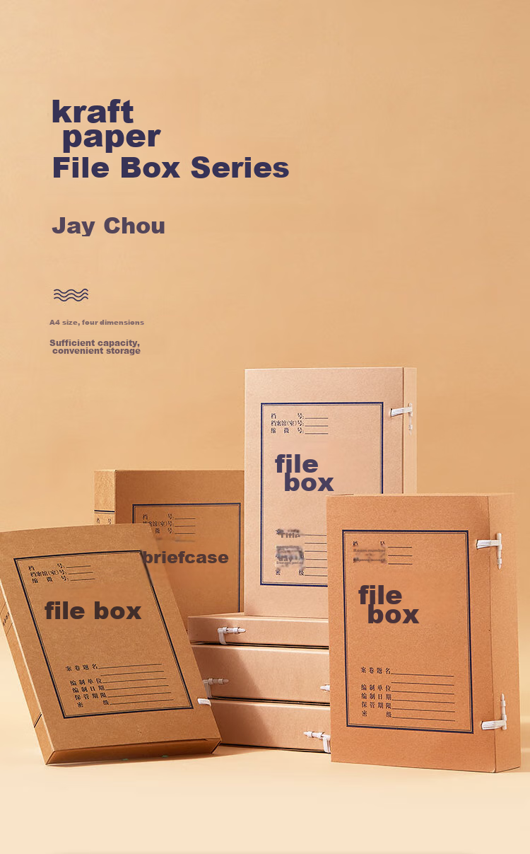 COMIX 10 Pieces 40mm Mixed Pulp 250g Kraft Paper File Boxes Document Storage Boxes for Party Building, Finance, Student Exam Storage EA1024-10 1