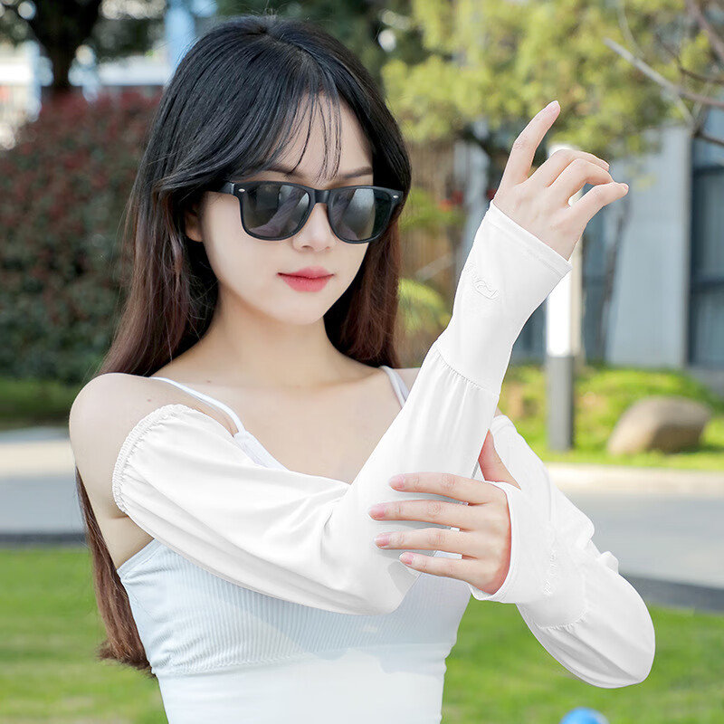 GLO-STORY Summer Loose Sleeve Sun Protection Ice Silk Arm Sleeves for Women, Thin Style, for Driving And Cycling, Sun Protection Ice Sleeves