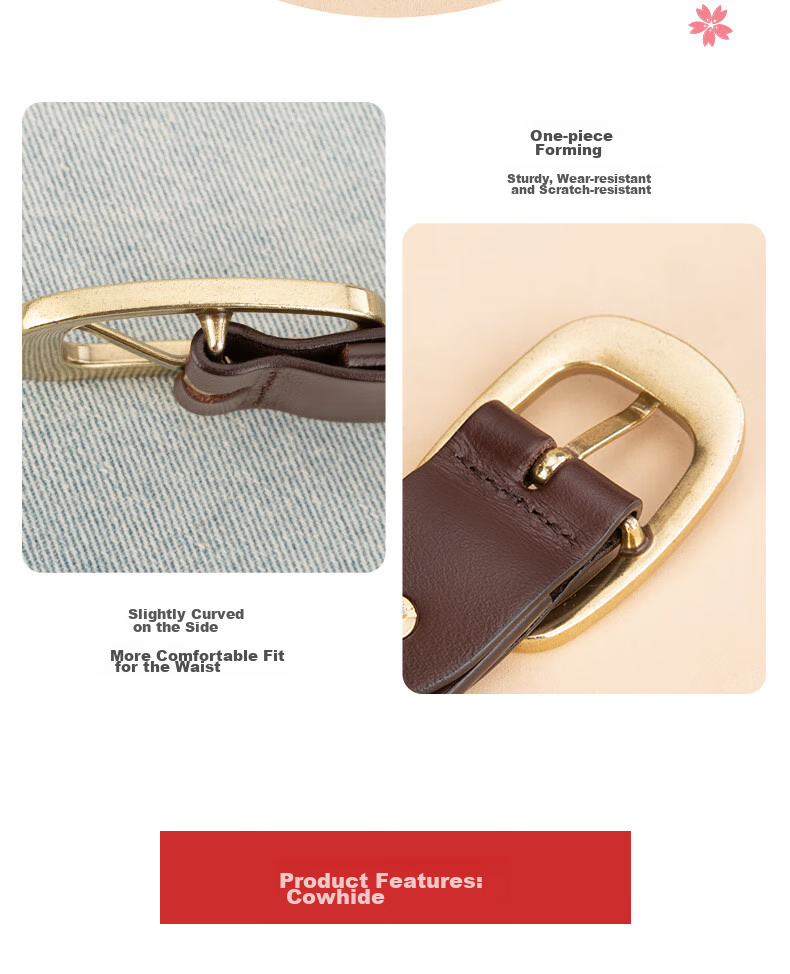 Cattlesboss Women's Leather Belt, Vintage Carved Buckle, Versatile Waistband, 5333 Dark Brown, 105cm 7
