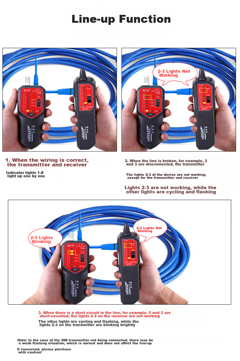 Smart Mouse NF-288 Cable Tracker Line Tester with NCV Function Network Cable Detector and Battery Polarity Tester 8