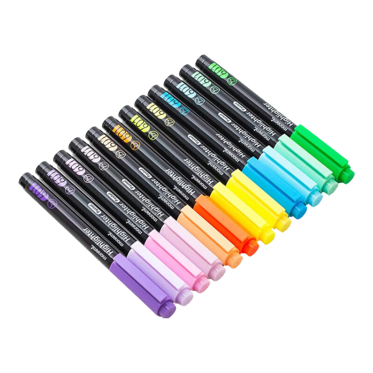 Monami Highlighters for Students, Colorful Markers for Note-Taking And Highlighting, Non-Fading, Light Color Set of 4, 06021Z04-P