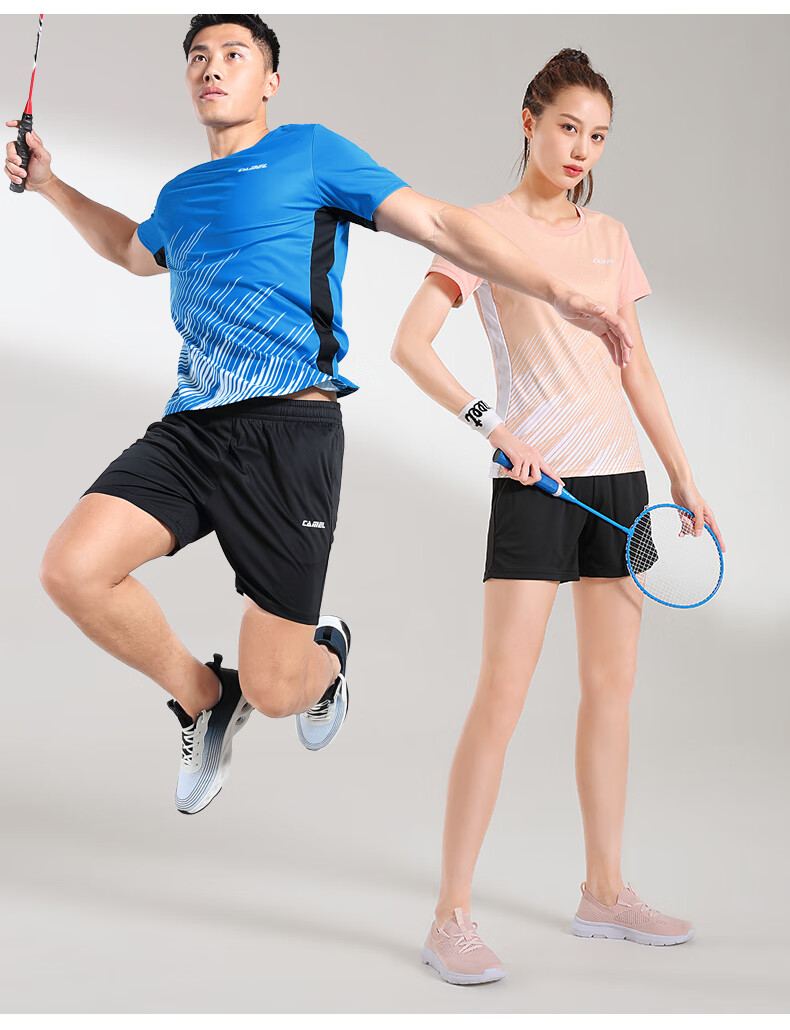 CAMEL Badminton Outfit for Men, Sun Protection Quick-Dry Sports Two-Piece Set Y1S2TLF652-1 White/black S 11