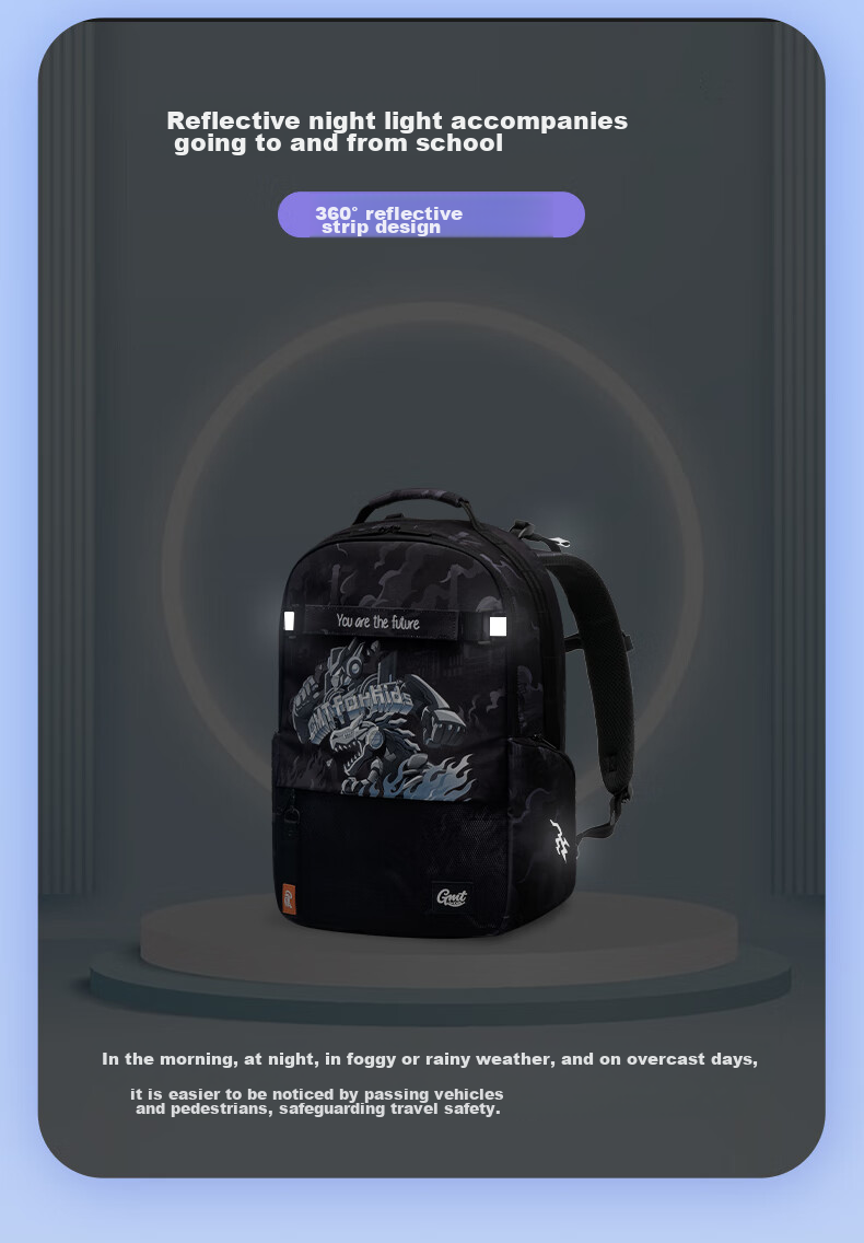 Gmt for Kids Elementary And Middle School Students' Backpack, Children's Spine-Protecting Double Shoulder Bag, Large Capacity Backpack for Grades 4-6, Boys And Girls Steel Armor Warrior 10