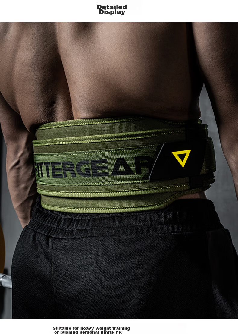 FITTER GEAR Fitness Waist Belt for Men, Deadlift Squat Strength Training Weightlifting Support Belt, Army Green Size S 16