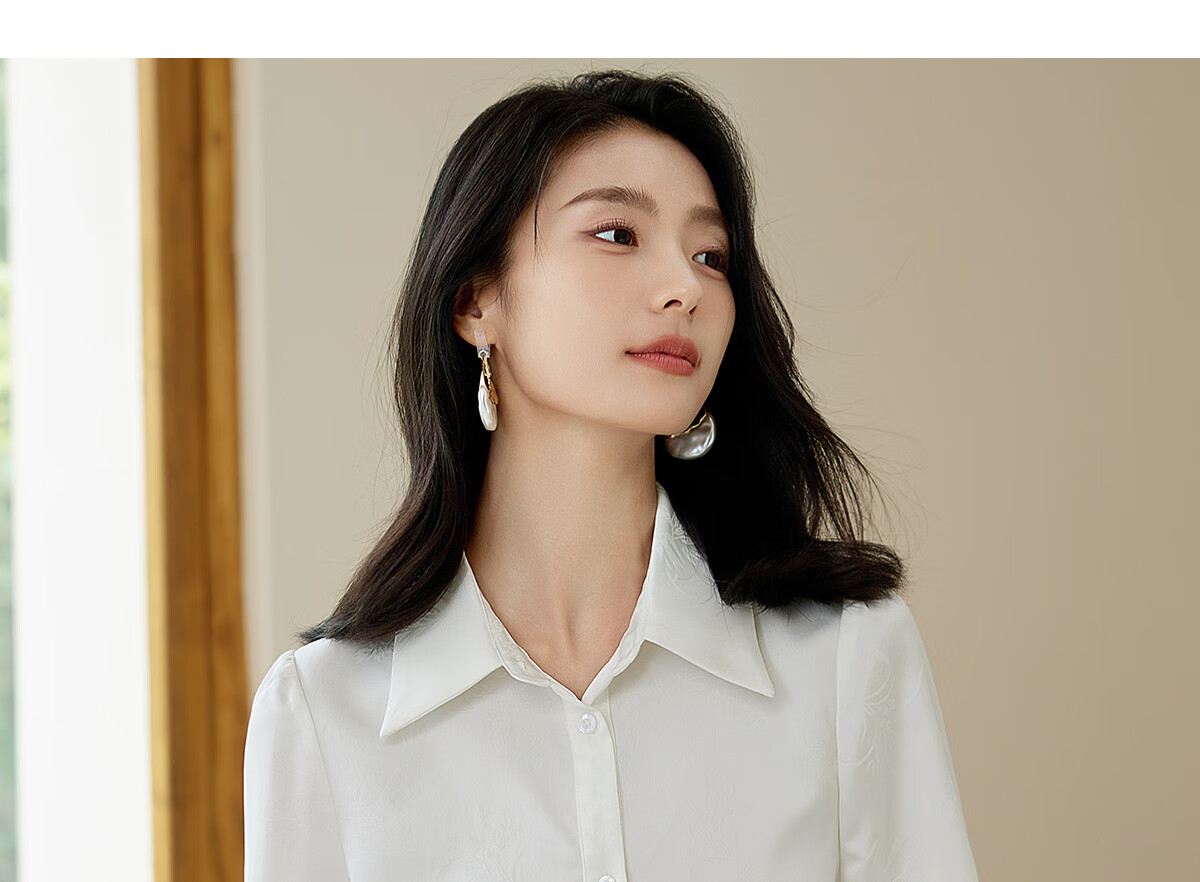Chushen Spring And Autumn Long-Sleeve Shirt for Women, Textured Pattern Design, New Chinese-Style Elegant Office Blouse Top S143C2045 13