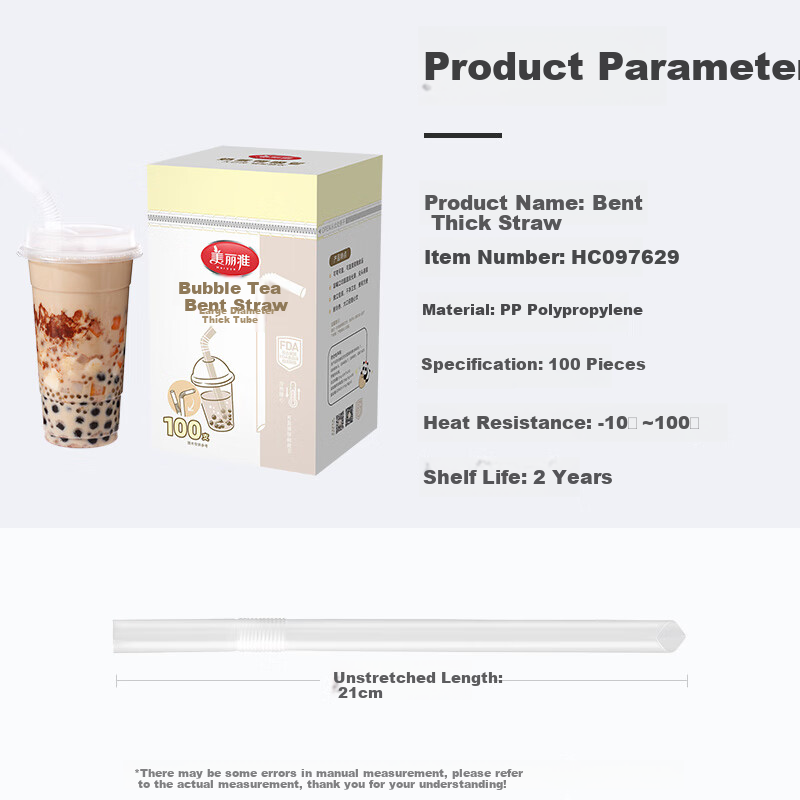 MARYYA Disposable Straws Individually Wrapped in Boxes, Angled Tip, for Adults And Children, Thick Straws, 100 Pieces