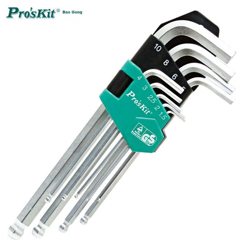 Pro'sKit 9-Piece Long Ball-End Hex Key Set HW-229B