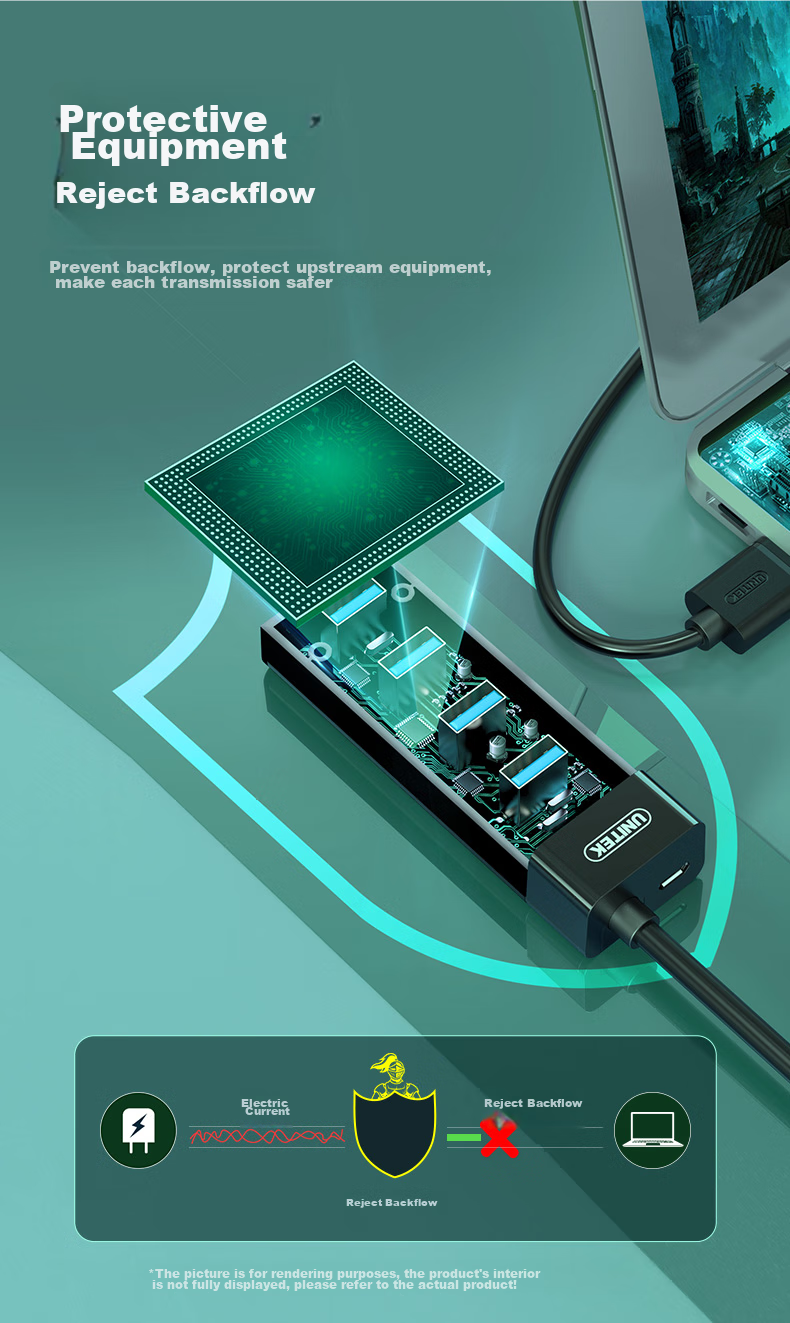 UNITEK USB3.0 Hub Expansion Dock High-Speed HUB Splitter for Laptops And Desktop Computers, USB Expansion Converter with Keyboard, Mouse And USB Drive Ports Y-3098ABK 16