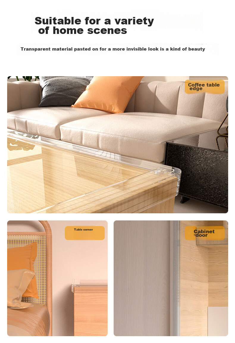 BFU Hollow Transparent Anti-Collision Strip Acrylic Gel for Home Use, Children's Wall Corner Thickened Table Edge Anti-Bump Long 2m * Wide 68mm 5