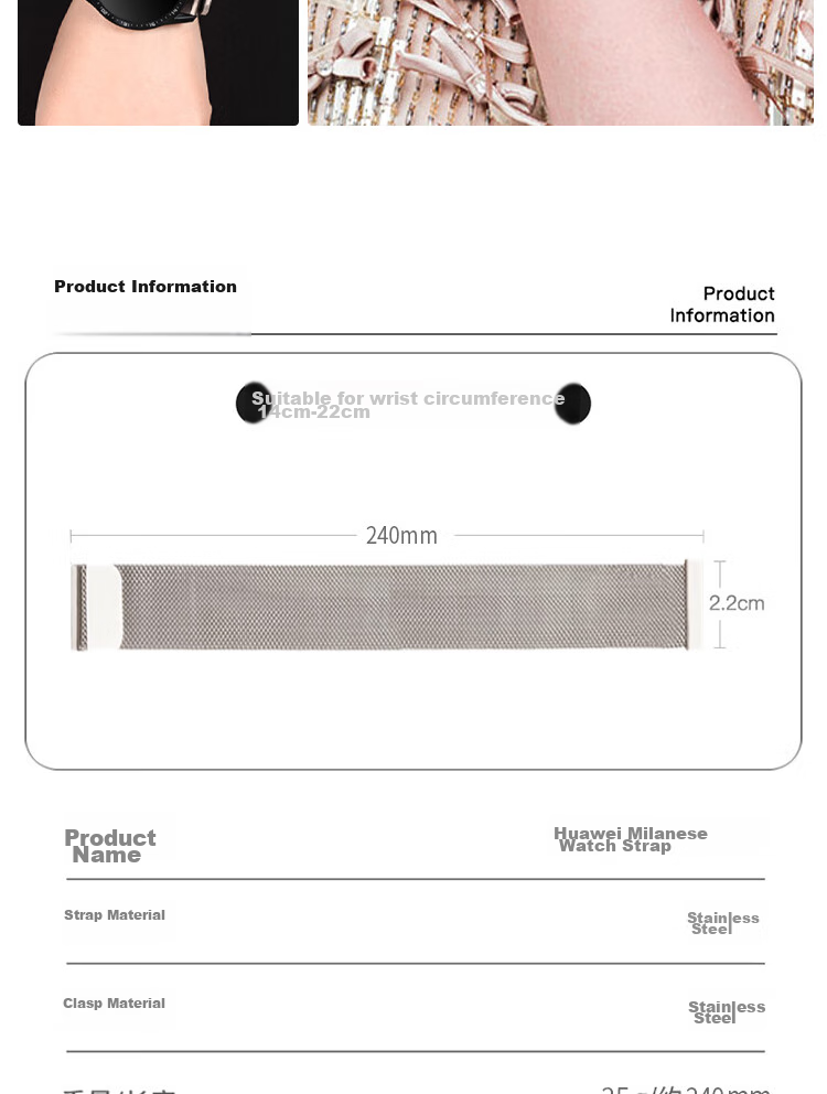 ESCASE Compatible with Huawei Watch 5 Strap, GT6/GT5/GT4/3/Pro, Honor Magic/OPPO Watch 4 Pro/X Milanese Strap, Titanium Gray, 46/48mm 13