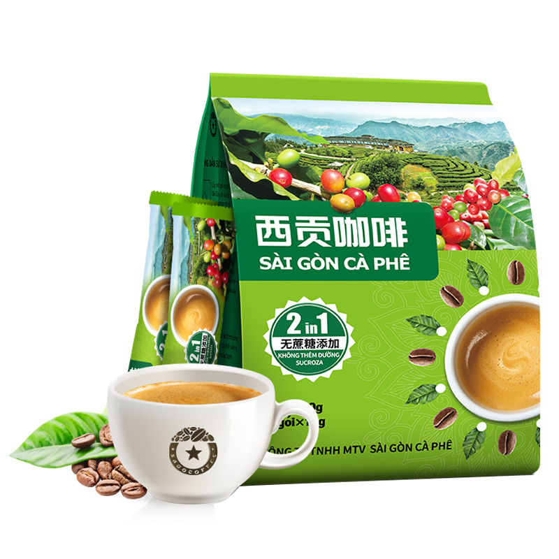 西贡越南进口二合一无蔗糖速溶咖啡粉360g(12gx30条)