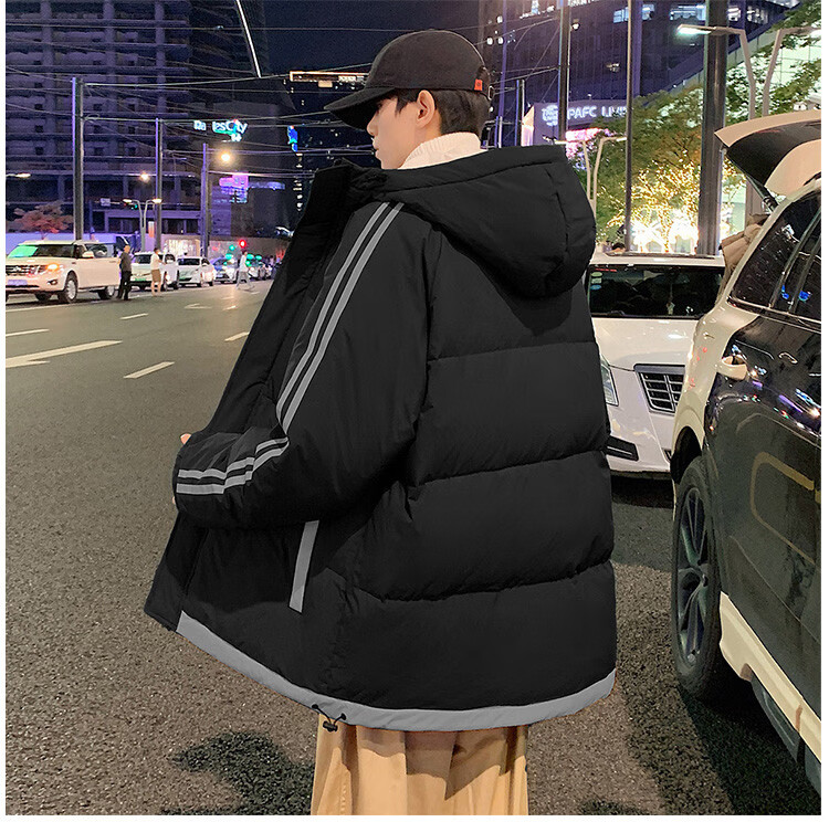 TonLion 2024 Men's Hooded Sleeve Patchwork Down Jacket Black S 3