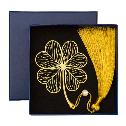 TIANSE Four-Leaf Clover Brass Leaf Vein Bookmark Gift Box, Chinese-Style Souvenir Gift for Teachers, Metal Commemorative Present for Male And Female Teachers' Birthdays And Annual Meetings TS-5870