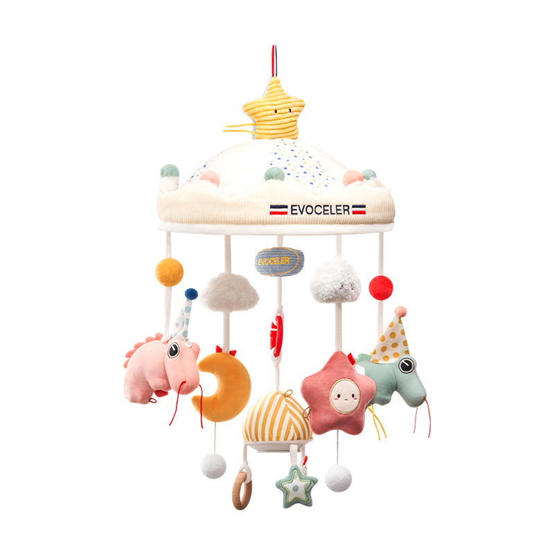 EVOCELER Baby Crib Mobile Toy, Newborn Soothing Aid, Bed Hanging Rattle, 0-1 Year Old, Welcome Gift, Full Moon And First Birthday Present