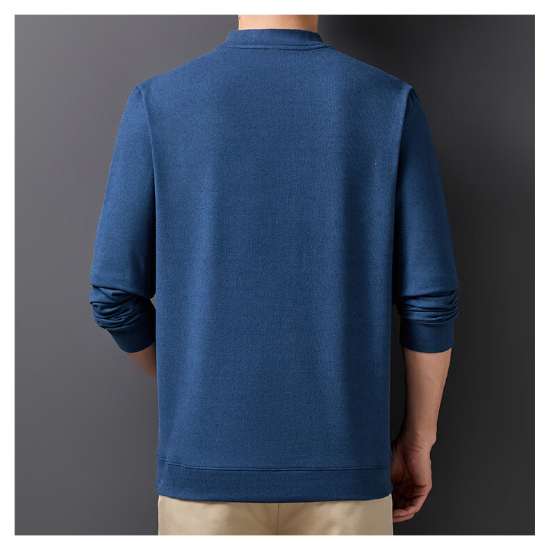 ROMON Men's Spring and Autumn Business Crew Neck Long Sleeve T-Shirt Quality Casual Base Shirt Jacket Men's 113 Green M 26