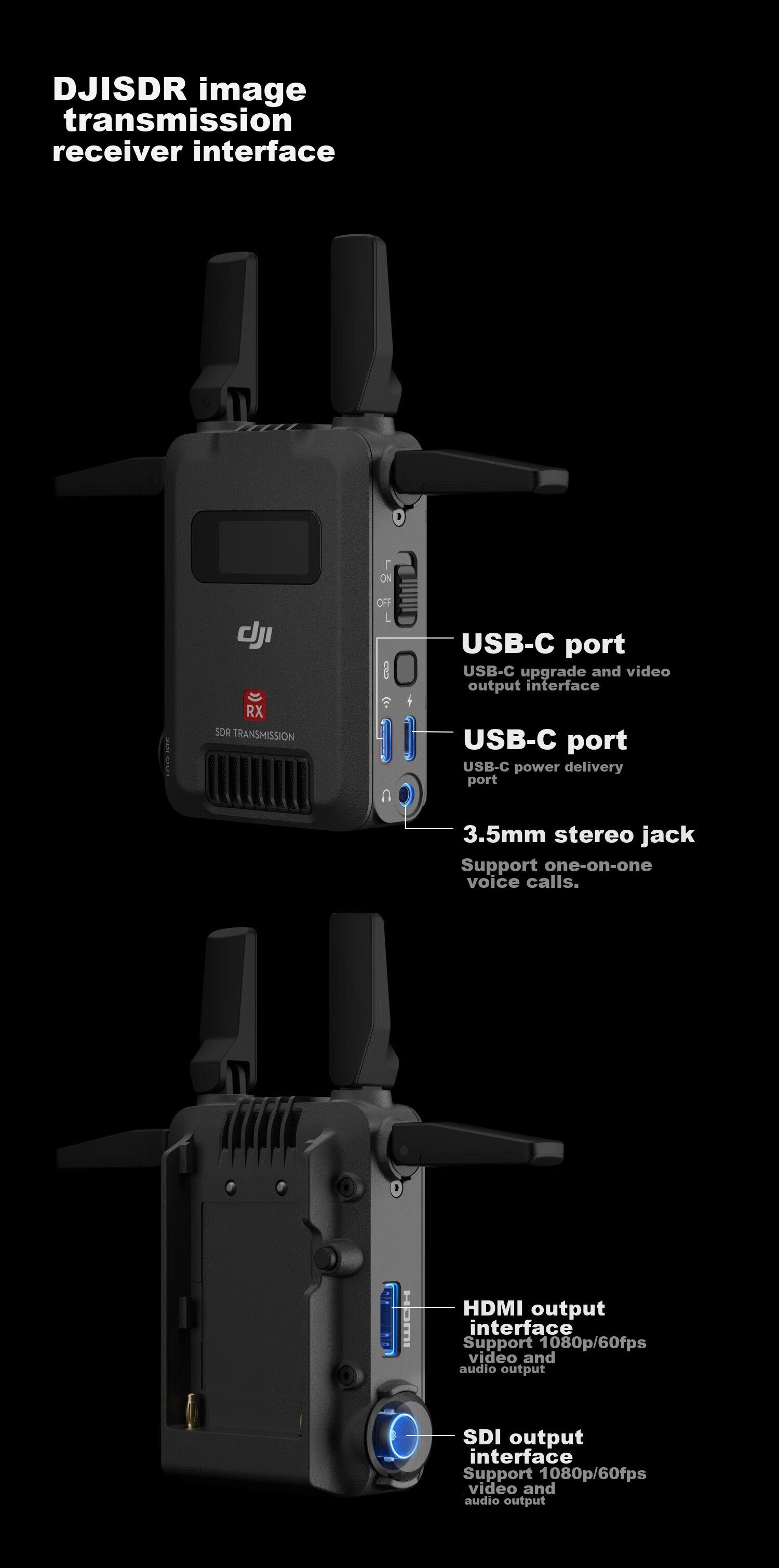 DJI SDR Pocket-Size HDMI+SDI Interface, 20M High Bit Rate, 3KM Long-Distance Transmission, SDR+WIFI Dual-Channel Camera Live Streaming Wireless Transmissio 11