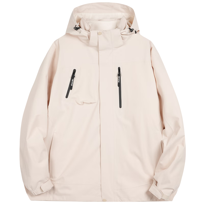TECTOP Three-In Thickened Windproof And Warm Outdoor Skiing Couple Hiking Jacket, 05CF, Khaki Color, 2XL