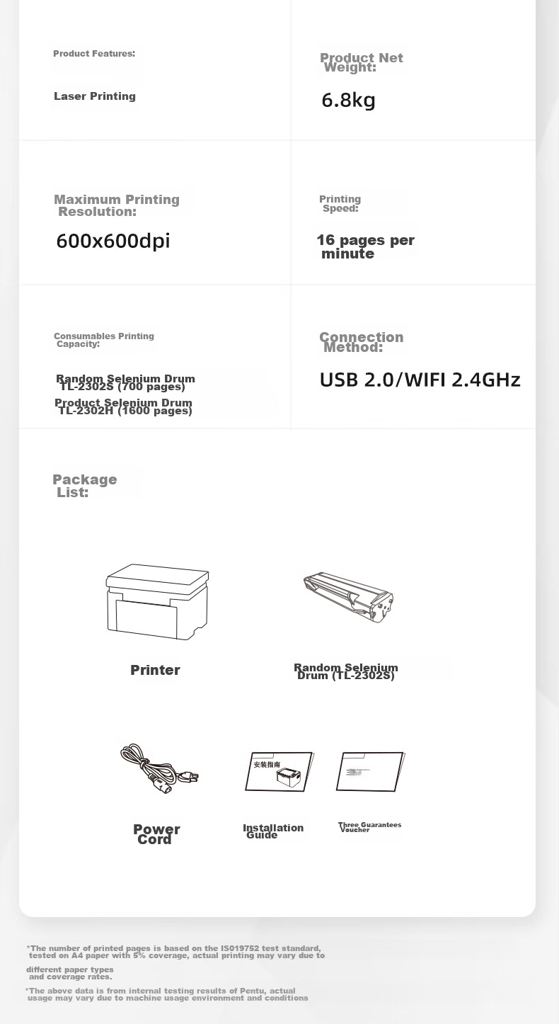 PANTUM M6202W Youth Edition Laser Printer All-In Copier Scanner for Home Wireless Mobile Printing Student Homework Printer 27