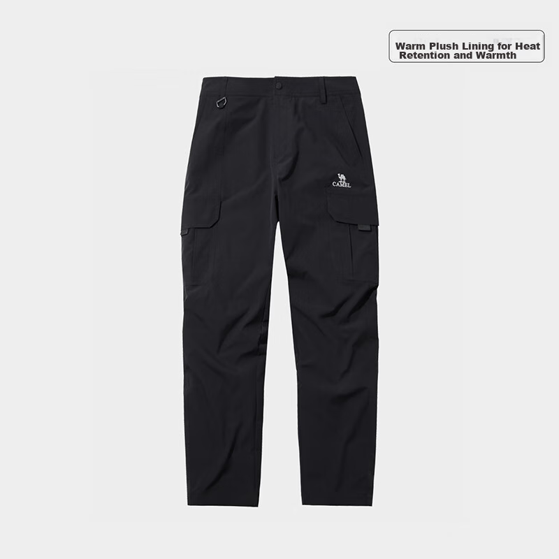 CAMEL Men's Casual Pants, Fleece-Lined Straight-Leg Cargo Pants, Fashionable Versatile Functional Trousers A13CAEO118