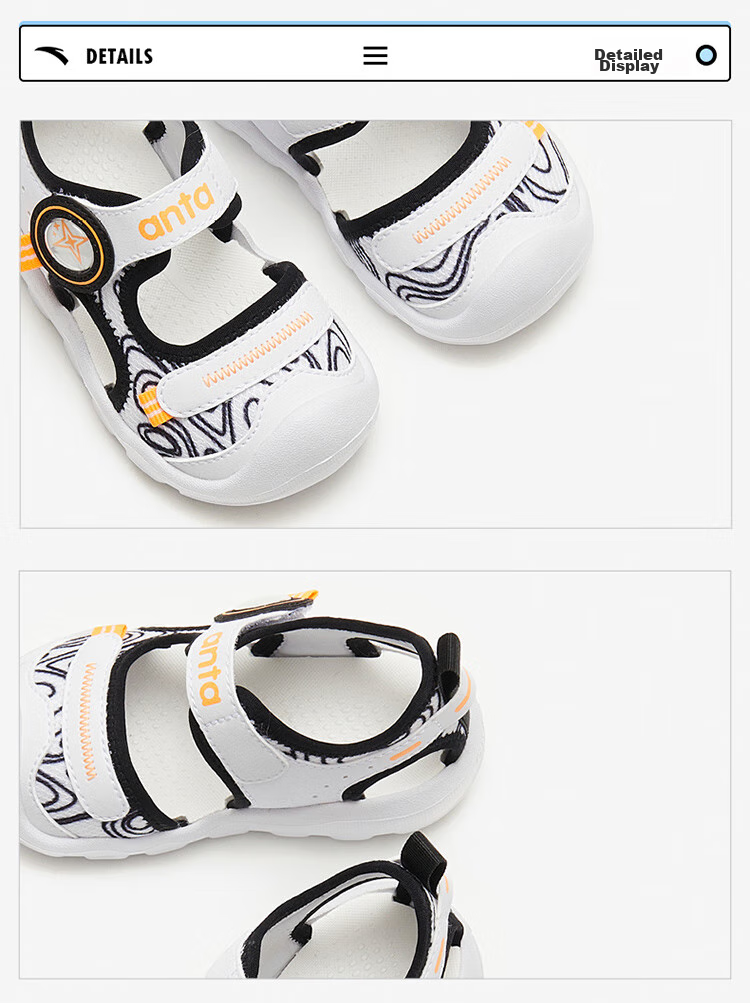 Anta Kids Boys Infant 2026 Summer Breathable Lightweight Octopus Beach Sandals A12620035 25