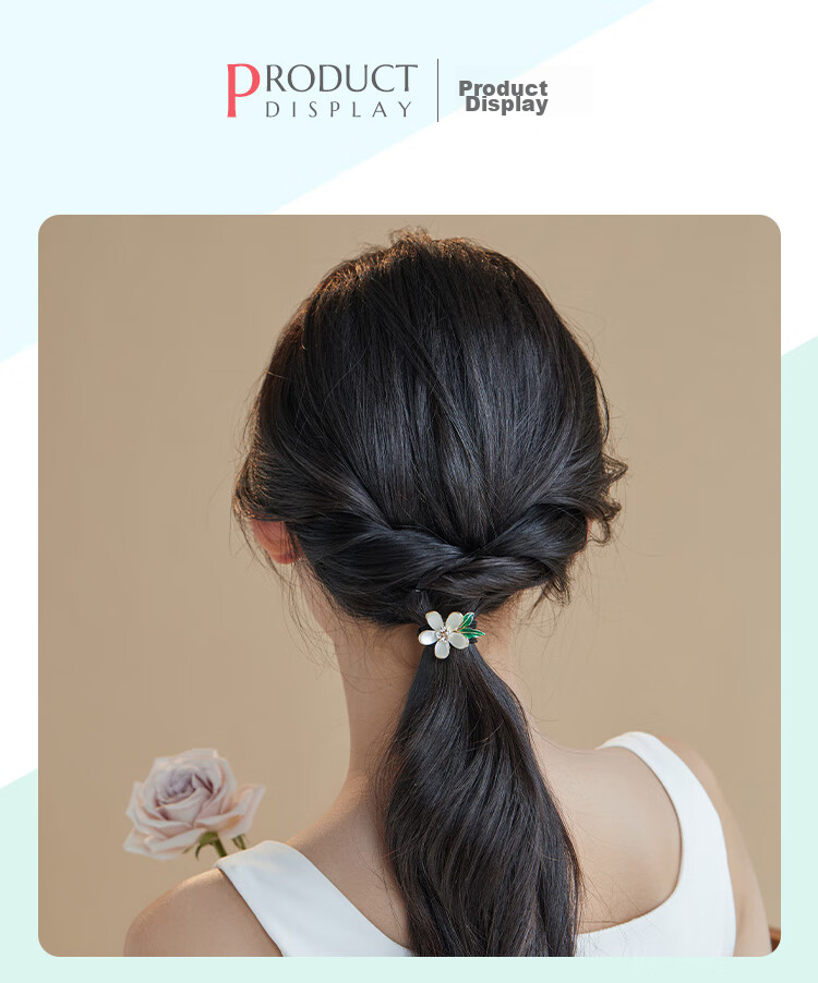 CHIMERA High-End Hair Tie, Cat's Eye Stone Four-Leaf Clover Hair Clip, Ponytail Elastic Band, Birthday Gift for Wome 14