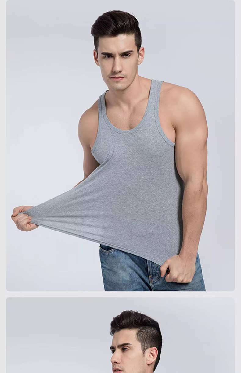 LangSha Pure Cotton Tank Top for Men, Summer Lightweight Sleeveless Casual Sports Sweat-Wicking Breathable Undershirt 20