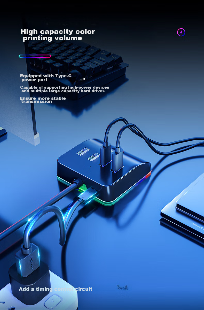 HP USB3.0 Hub Adapter, Expansion Dock Converter HUB Extender for Laptop/PC, Gaming Desktop Expansion Dock, Vertical Plug with Light Version 0.5m 5