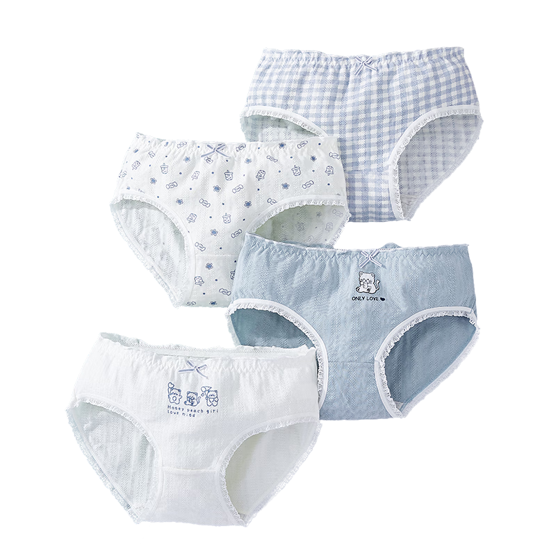 LangSha Children's Underwear, Girls' Cotton Panties, Triangle Briefs for Little Girls, Big Kids And Teenagers, Student Shorts, 4-Pack