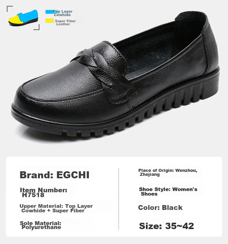 EGCHI Women's Shoes, Middle-Aged And Elderly Mom Shoes, Ladies Leather Shoes, Loafers, HD7518 Casual Style, Size 41 15