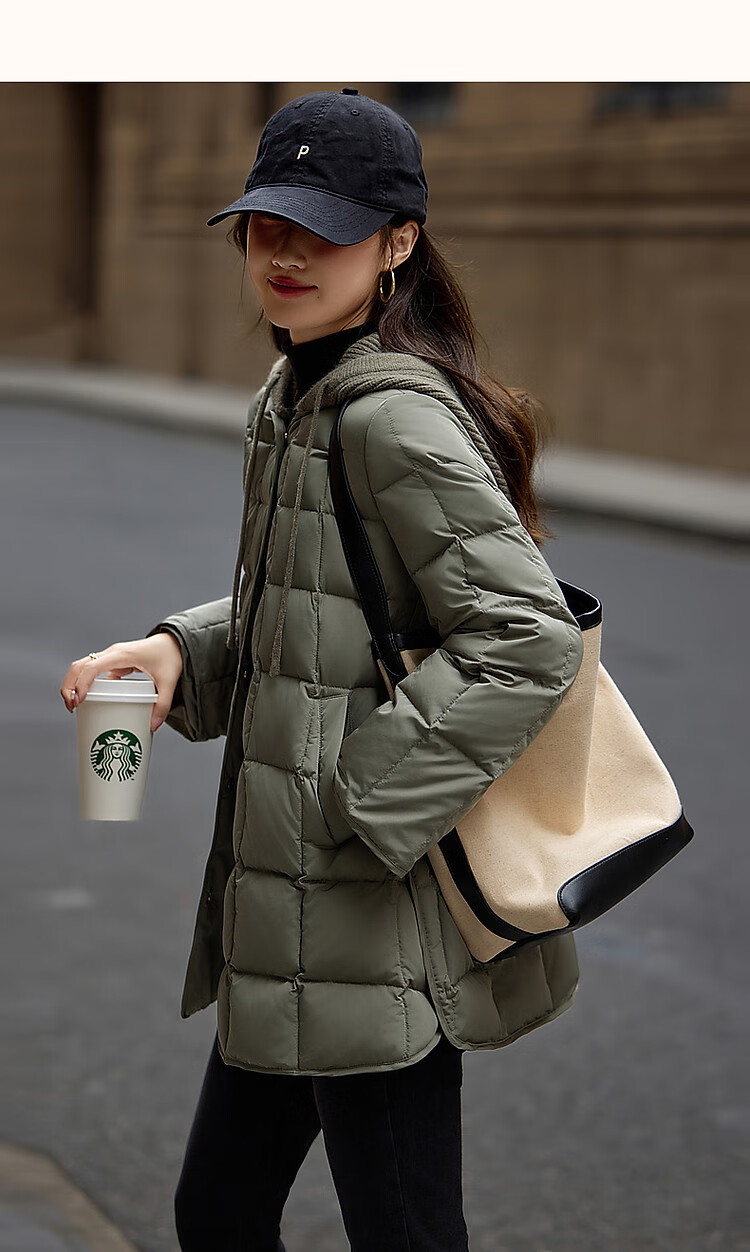 Dme [50D Cotton-Like Faux Memory] Winter Light Luxury Matte Velvet-Feel 90% Duck Down Gradient Plaid down Jacket for Wome 10