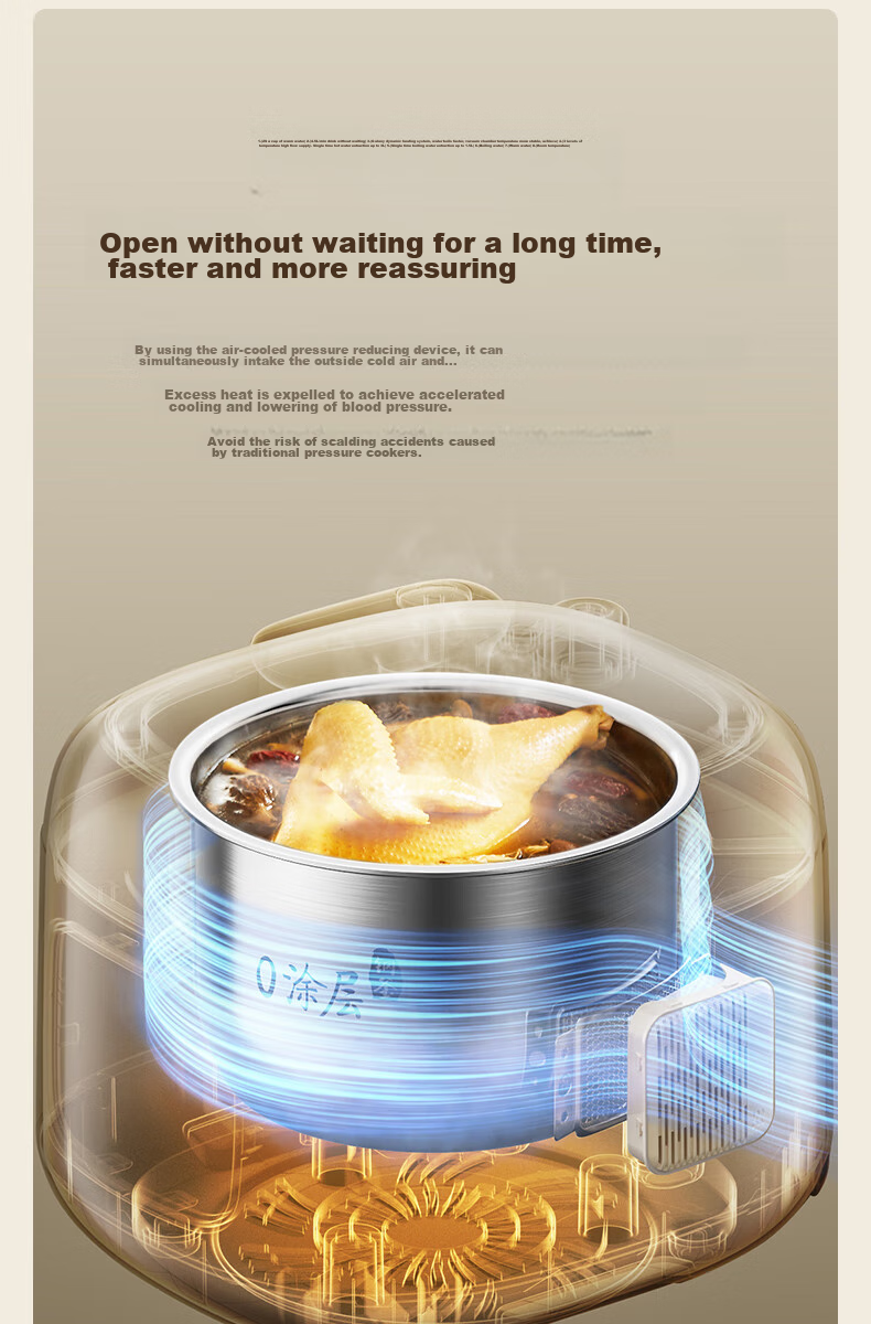 Joyoung Electric Pressure Cooker, 3L Compact Capacity, One-Touch Release Valve, Multifunctional Menu, Crystal Non-Stick Coating, 30NPS1 5