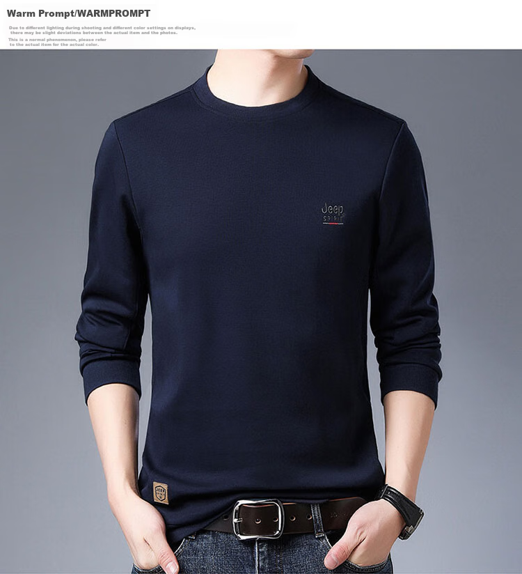 JEEP SPIRIT Men's Sweatshirt, Autumn And Winter Long-Sleeve T-Shirt, Men's Casual Outerwear, Black, Size M 12