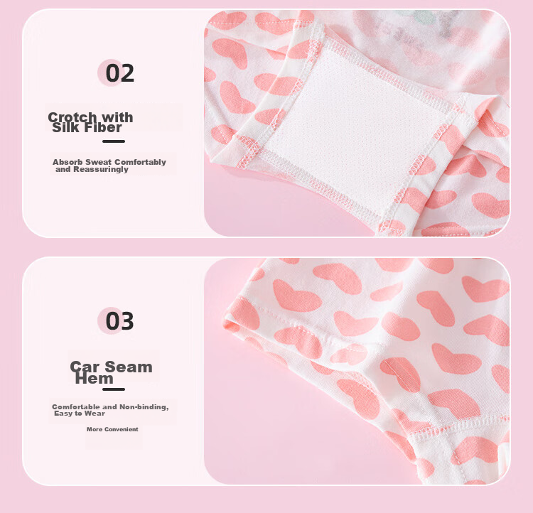 LangSha Children's Underwear, Girls' Panties, Class A Antibacterial Developmental Boxer Briefs, Baby Shorts, 6 Pieces, Strawberry Girl, Size 150 13