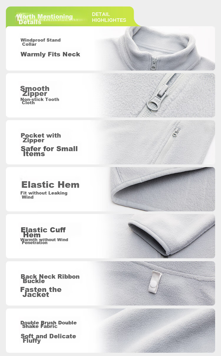 JD Original Fleece Jacket, Anti-Static Fleece Coat, Warm Sweatshirt Jacket, Unisex T-Shirt Base Layer, Light Gray, 3XL 12