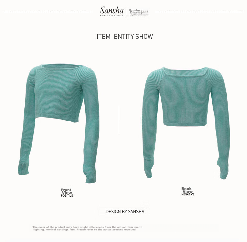 Sansha Children's Dance Practice Leotard, Long-Sleeve Ballet Knit Top Performance Costume, Light Purple, L-XL 16