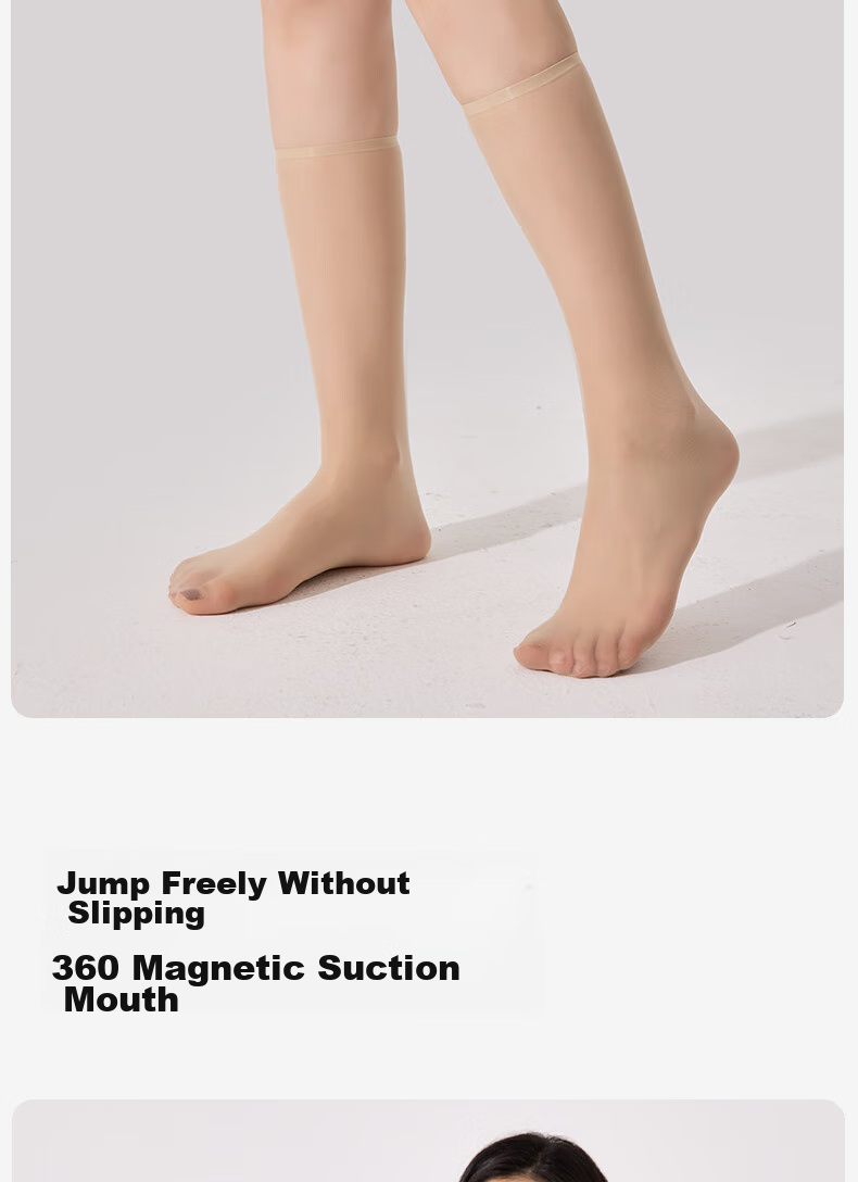 BONAS 26 New Mid-Calf Socks, Ultra-Thin Summer Women's Thigh-High Stockings, JK Sexy Non-Slip Mid-Calf Silk Stockings 4