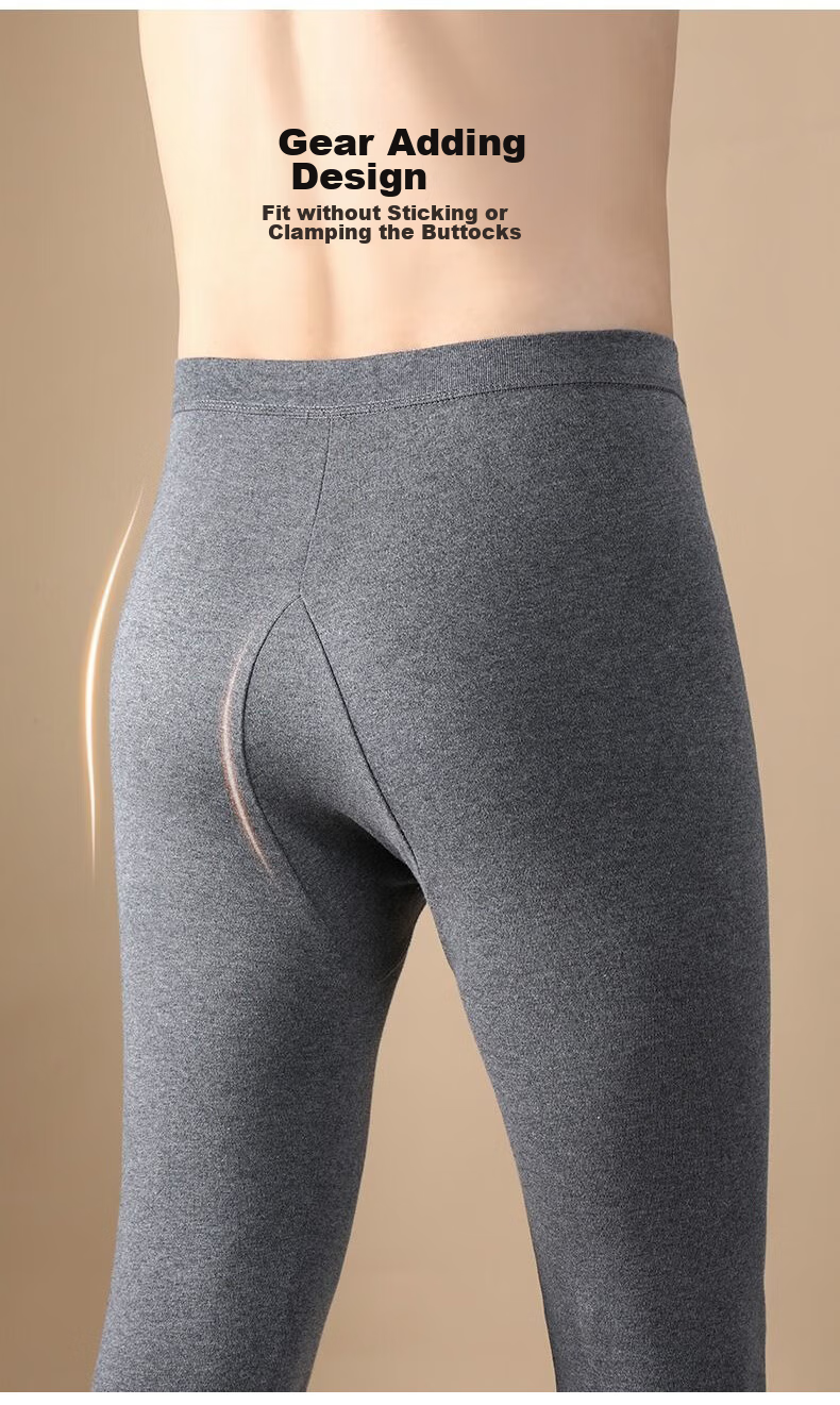 LangSha 2 Pairs of Men's Autumn Long Johns, 100% Pure Cotton Antibacterial Thermal Underwear for Men, Warm Pants, Thin Thermal Underwear Set for Autum 11