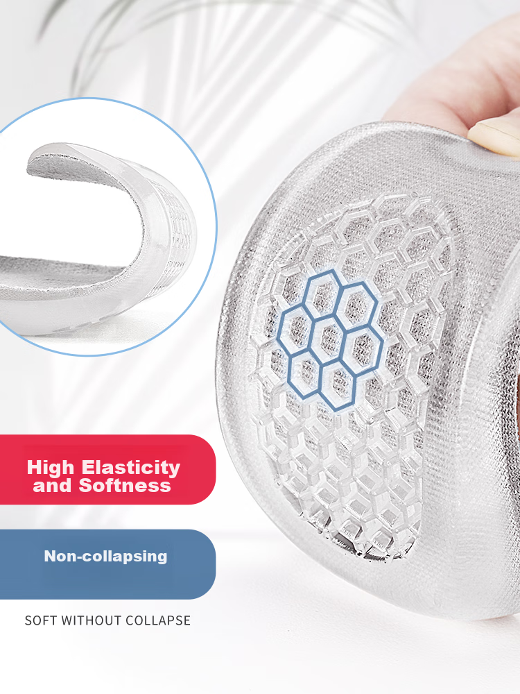 Maigaole 2 Pairs, Silicone Insoles with Hidden Heel Lift, Comfortable Shock-Absorbing Half-Insoles for Women, Gray, 1CM 6