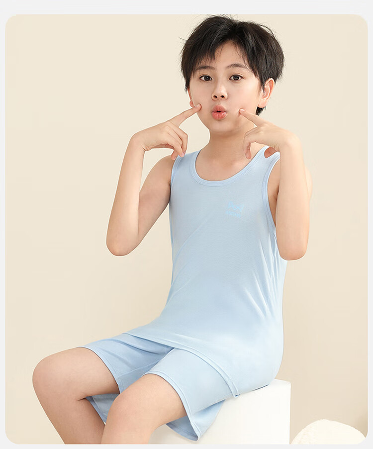 Miiow Kids Boys Summer Sleeveless Lenzing Lyocell Tank Top Breathable Thin Pajama Shirt for Older Boys 14