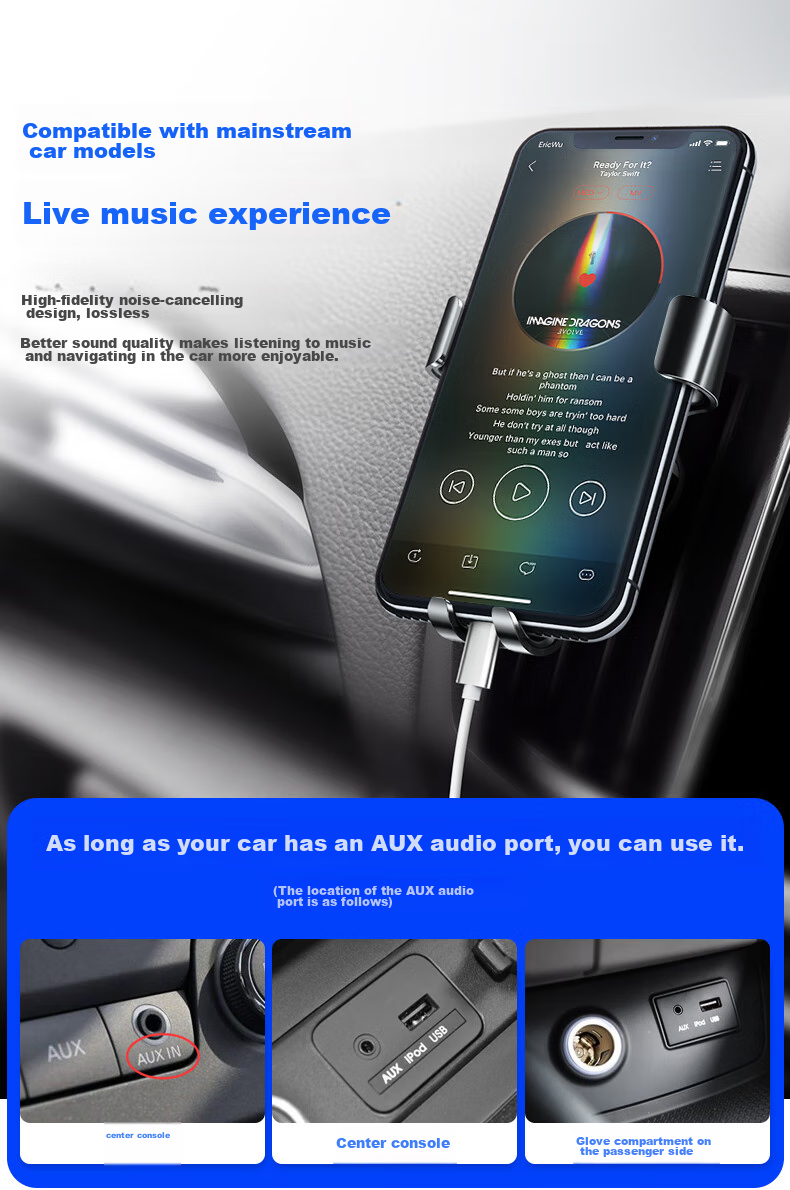 LinkStone Car Audio Adapter Cable, Compatible with Apple AUX Audio Cable, Car Headphone Jack to Lightning Converter Cable, 3.5mm to Headphone Output Adapter for IPhone 14/13 Mobile Phones 2